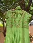 Hand Embroidered Green Silk Anarkali Suit with Dupatta/pista green dress/green anarkali/handwork anarkali/light green dress/hand work dress