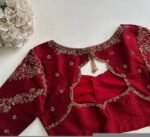 Hand Embroidered Zardosi Silk Blouse: Red Bridal Wedding Top