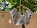 Hand Embroidered Silver Silk Blouse: Zardosi Maggam Wedding Crop Top/silver hand work blouse/bridal mix and match blouse,plus size blouses
