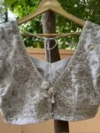 Hand Embroidered Silver Silk Blouse: Zardosi Maggam Wedding Crop Top/silver hand work blouse/bridal mix and match blouse,plus size blouses