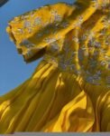 Hand Embroidered Yellow Silk Anarkali Dress: Indian Zardosi Kurta