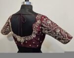 Hand Embroidered Zardosi Silk Blouse: Maroon Red Bridal Maggam Work