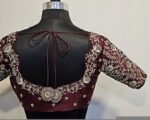 Hand Embroidered Zardosi Silk Blouse: Maroon Red Bridal Maggam Work