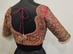 Hand Embroidered Raw Silk Blouse: Maroon Red Zardosi Bridal Top