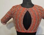 Hand Embroidered Raw Silk Zardosi Blouse: Bridal Maggam Work