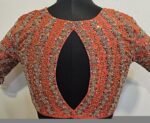 Hand Embroidered Raw Silk Zardosi Blouse: Bridal Maggam Work
