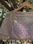 Hand Embroidered Zardosi Bridal Blouse: Lavender Silk Maggam Work