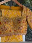 Hand Embroidered Silk Bridal Blouse: Mustard Yellow Zardosi Maggam Work