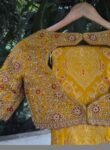 Hand Embroidered Silk Bridal Blouse: Mustard Yellow Zardosi Maggam Work