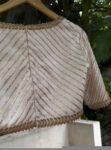 Hand Embroidered Zardosi Silk Blouse: Cream Saree Top
