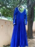 Hand Embroidered Kota Cotton Anarkali Dress: Royal Blue Indian Dress, cotton kurta,cotton kots kurta,handwork dress,summer dress,handwork dr