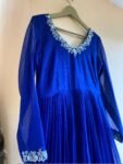 Hand Embroidered Kota Cotton Anarkali Dress: Royal Blue Indian Dress, cotton kurta,cotton kots kurta,handwork dress,summer dress,handwork dr