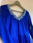 Hand Embroidered Kota Cotton Anarkali Dress: Royal Blue Indian Dress, cotton kurta,cotton kots kurta,handwork dress,summer dress,handwork dr