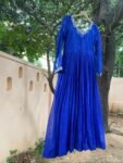 Hand Embroidered Kota Cotton Anarkali Dress: Royal Blue Indian Dress, cotton kurta,cotton kots kurta,handwork dress,summer dress,handwork dr