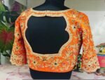 Hand Embroidered Silk Bridal Blouse: Orange Zardosi Wedding Top