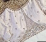 Hand Embroidered Raw Silk Blouse: Cream Zardosi Maggam Work,mix and match blouse,plus size blouse,hand work blouse,maggam work blouse,cream