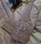Hand Embroidered Raw Silk Blouse: Cream Zardosi Maggam Work,mix and match blouse,plus size blouse,hand work blouse,maggam work blouse,cream