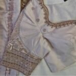 Hand Embroidered Raw Silk Blouse: Cream Zardosi Maggam Work,mix and match blouse,plus size blouse,hand work blouse,maggam work blouse,cream