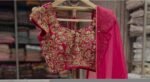 Red Zardosi Embroidered Silk Blouse: Hand-stitched Maggam Saree Crop Top