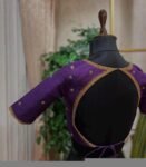 Purple Silk Hand Embroidered Saree Blouse: Zardosi Maggam Work, plus size blouses,handwork blouse,purple maggam blouse,Mix and match blouse