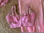Hand Embroidered Zardosi Silk Blouse: Light Pink Maggam Work
