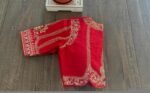 Red Pure Silk Hand-Embroidered Zardosi Blouse – Elbow Sleeve
