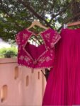 Pink Embroidered Lehenga Choli Set: Silk Crop Top Skirt, Wedding Party Wear,Lehenga crop top set,blue lehenga,party wear lehenga,Indian outf