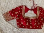 Red Silk Bridal Blouse: Heavy Zardosi Hand Embroidery, Elbow Sleeves