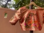 pure silk hand embroidery blouse/elbow sleeve maggam blouse/paithani zardosi blouse/hand embroidered blouse/red Paithani ready made blouse
