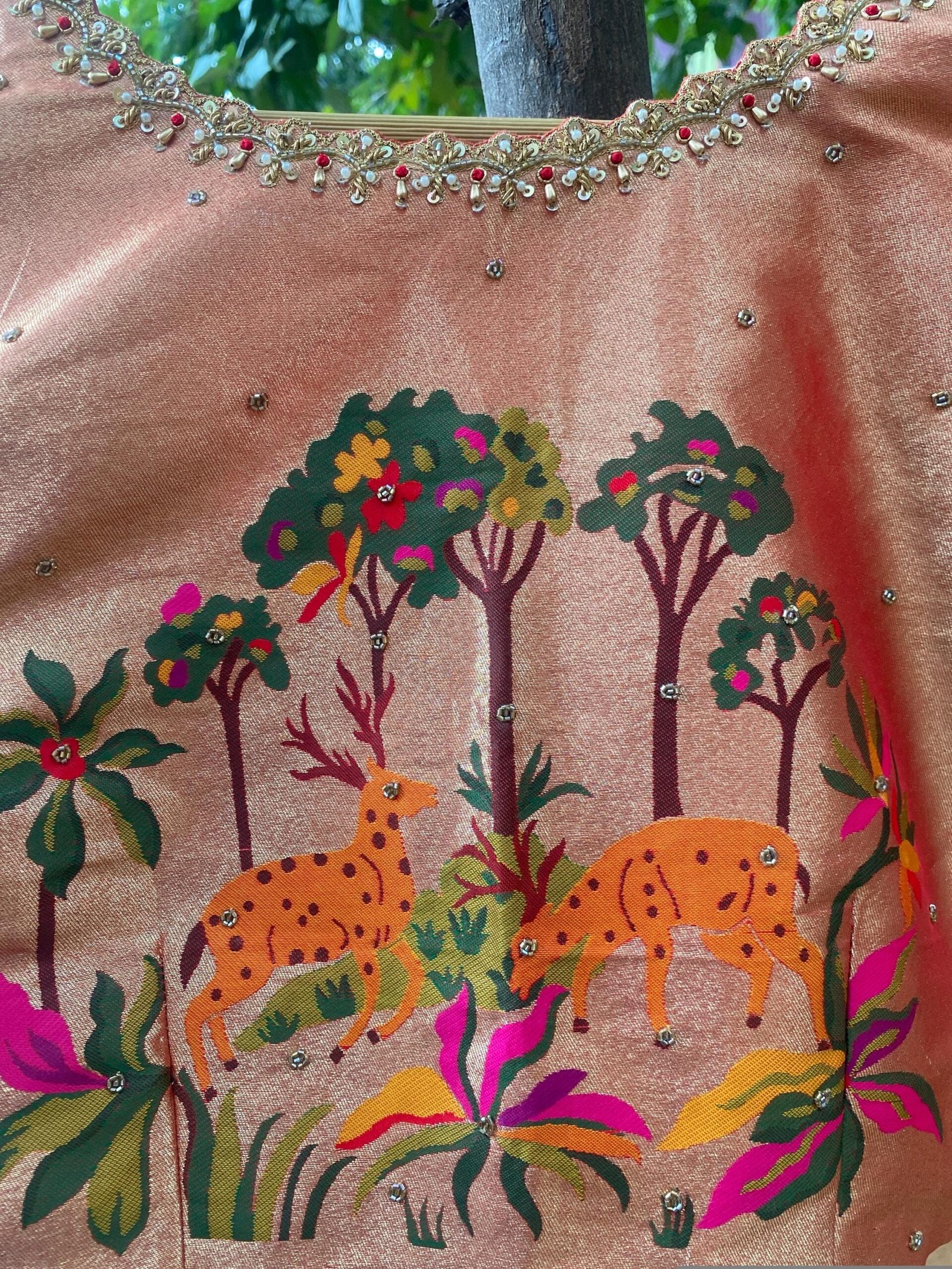 pure silk hand embroidery blouse/elbow sleeve maggam blouse/paithani zardosi blouse/hand embroidered blouse/red Paithani ready made blouse