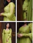 Hand Embroidered Pista Green Chanderi Silk Anarkali Suit with Kota Dupatta