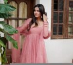 Hand Embroidered Pink Chanderi Silk Anarkali Suit with Kota Dupatta