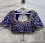 Hand Embroidered Silk Bridal Blouse/Royal & Navy Blue Zardosi,blue maggam blouse,heavy bridal blouse,plus size blouses,mix and match blouses