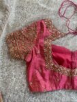 Hand Embroidered Silk Blouse: Light Pink Zardosi Maggam Work