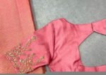 Peach Silk Zardosi Blouse: Hand Embroidered Indian Crop Top