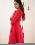 Hand Embroidered Red Silk Anarkali Dress: Indian Gown with Dupatta