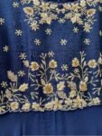 Navy Blue Zardosi Anarkali Suit: Hand Embroidered Raw Silk Indian Dress