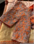 Hand Embroidered Silk Bridal Blouse: Orange Zardosi Wedding Top