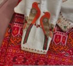Hand Embroidered Zardosi Silk Blouse: Cream Maggam Work, Multicolor Chand Embroidery