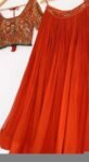 Orange Hand-Embroidered Lehenga Set: Indian Wedding Party Dress