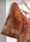 Orange Hand-Embroidered Lehenga Set: Indian Wedding Party Dress