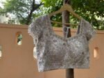 Hand Embroidered Silver Silk Blouse: Zardosi Maggam Wedding Crop Top/silver hand work blouse/bridal mix and match blouse,plus size blouses