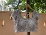 Hand Embroidered Silver Silk Blouse: Zardosi Maggam Wedding Crop Top/silver hand work blouse/bridal mix and match blouse,plus size blouses
