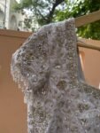 Hand Embroidered Silver Silk Blouse: Zardosi Maggam Wedding Crop Top/silver hand work blouse/bridal mix and match blouse,plus size blouses