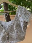 Hand Embroidered Silver Silk Blouse: Zardosi Maggam Wedding Crop Top/silver hand work blouse/bridal mix and match blouse,plus size blouses