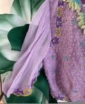 Lavender Silk Lehenga Set: Hand Embroidered Crop Top, Indian Wedding Outfit,lavender lehenga, crop top lehenga,tissue lehenga,crop top skirt