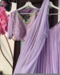Lavender Silk Lehenga Set: Hand Embroidered Crop Top, Indian Wedding Outfit,lavender lehenga, crop top lehenga,tissue lehenga,crop top skirt