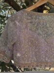 Hand Embroidered Zardosi Bridal Blouse: Lavender Silk Maggam Work