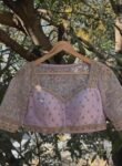 Hand Embroidered Zardosi Bridal Blouse: Lavender Silk Maggam Work