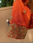 Hand Embroidered Zardosi Silk Blouse: Orange Maggam Work, Size 42
